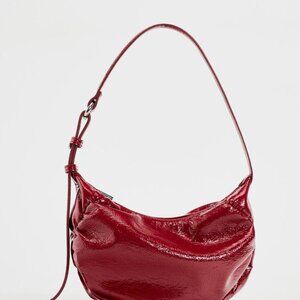 Cherry Red Curved Shoulder Bag